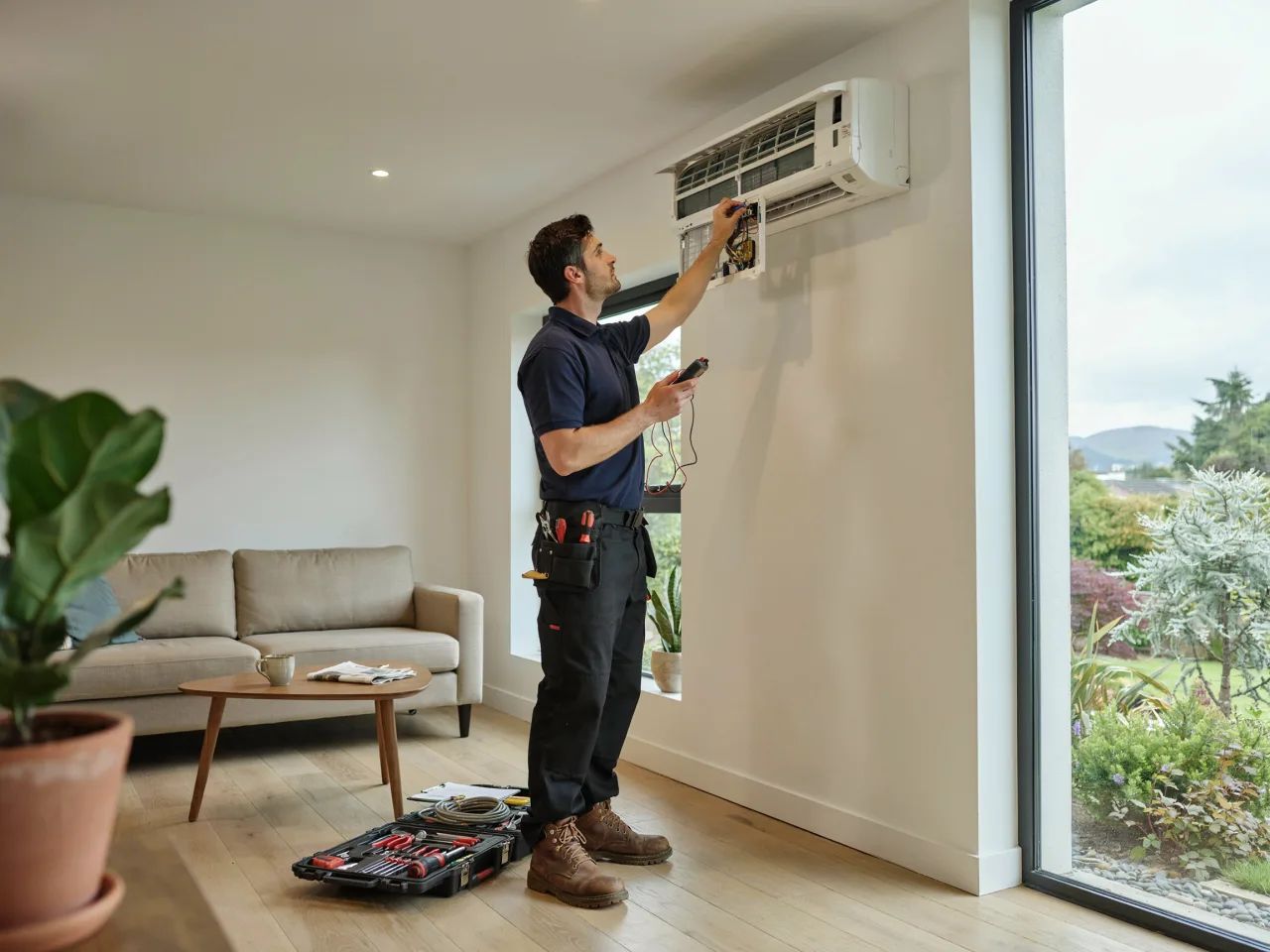 Heat pump installation in a Dunedin home